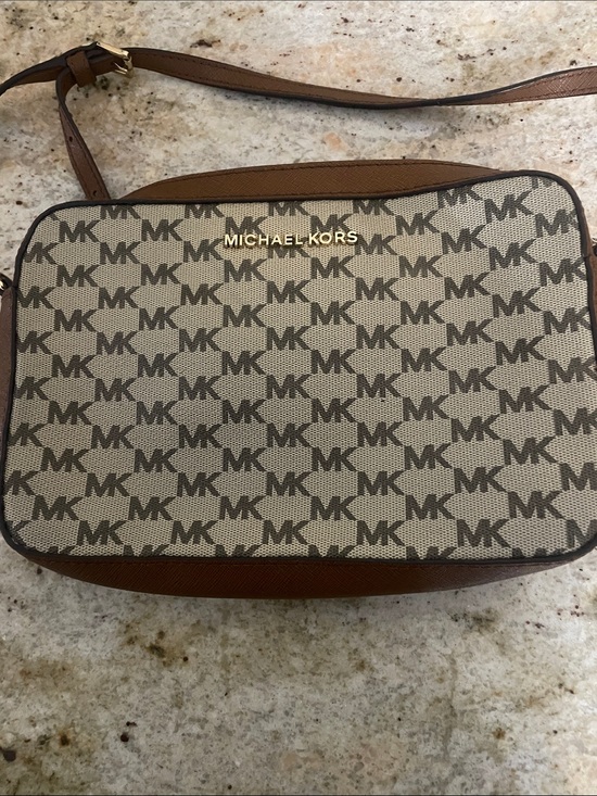Michael Kors Handbags - Michael Kors Monogram Crossbody in Brown and Cream